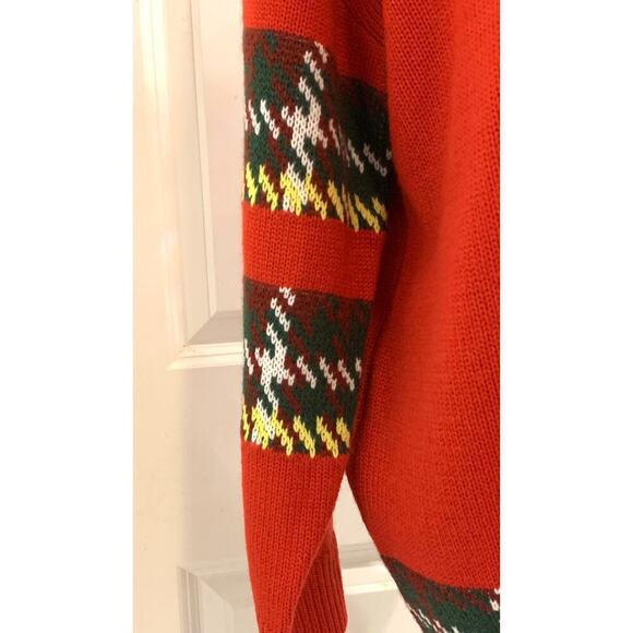 AndTheWhy Womens Christmas Reindeer Ugly Sweater Pullover Plaid Pattern Red S/M - Picture 4 of 7